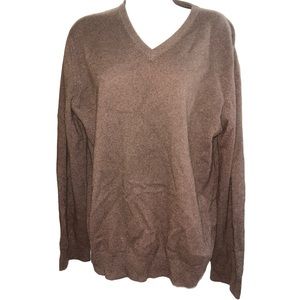 Harrison Mens cashmere Brown v neck sweater size m